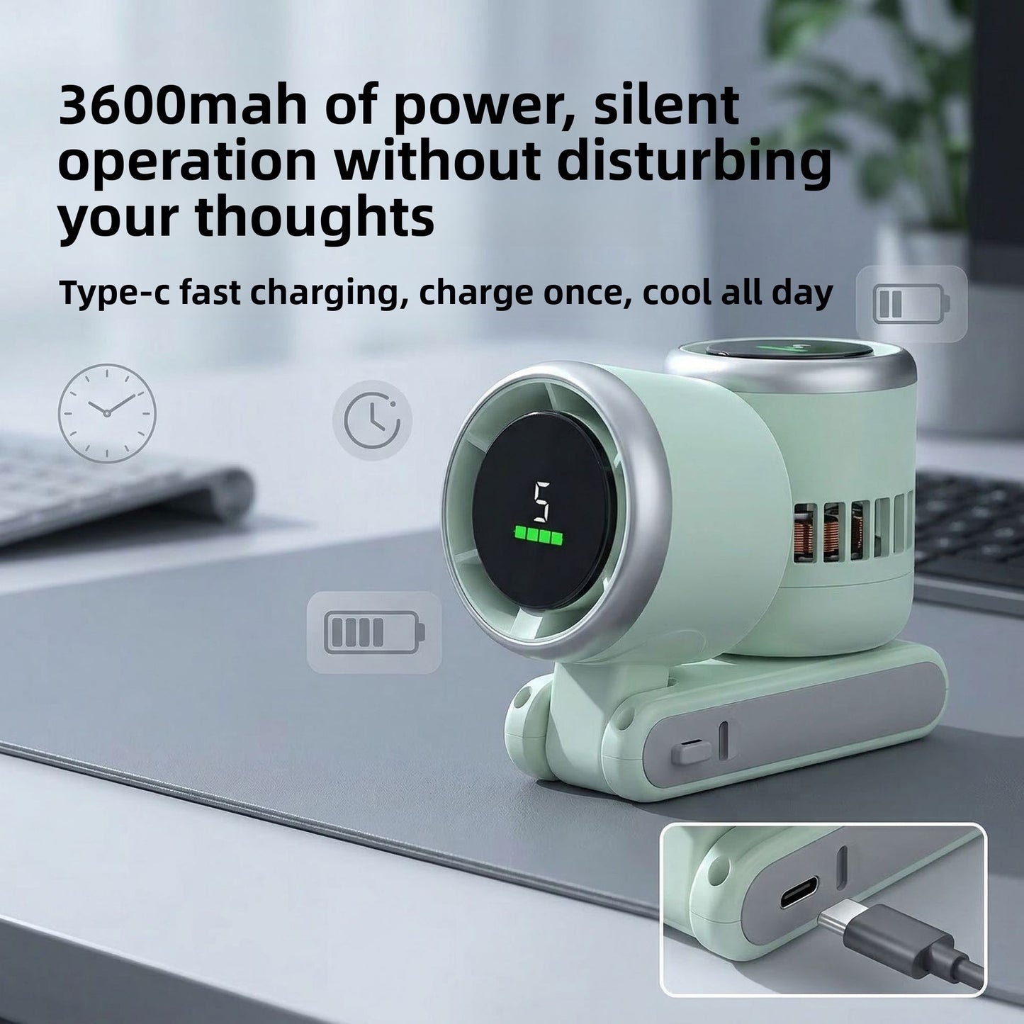 High-Speed Portable Neck Fan with Turbo Cooling