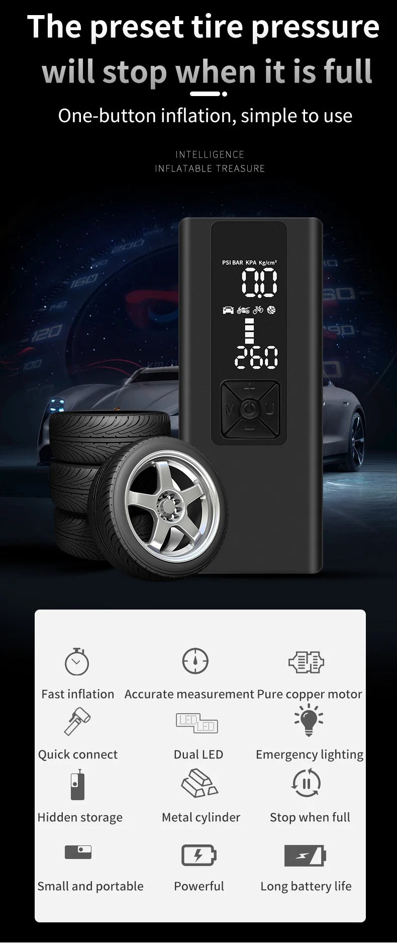 8000mAh Portable Air Compressor