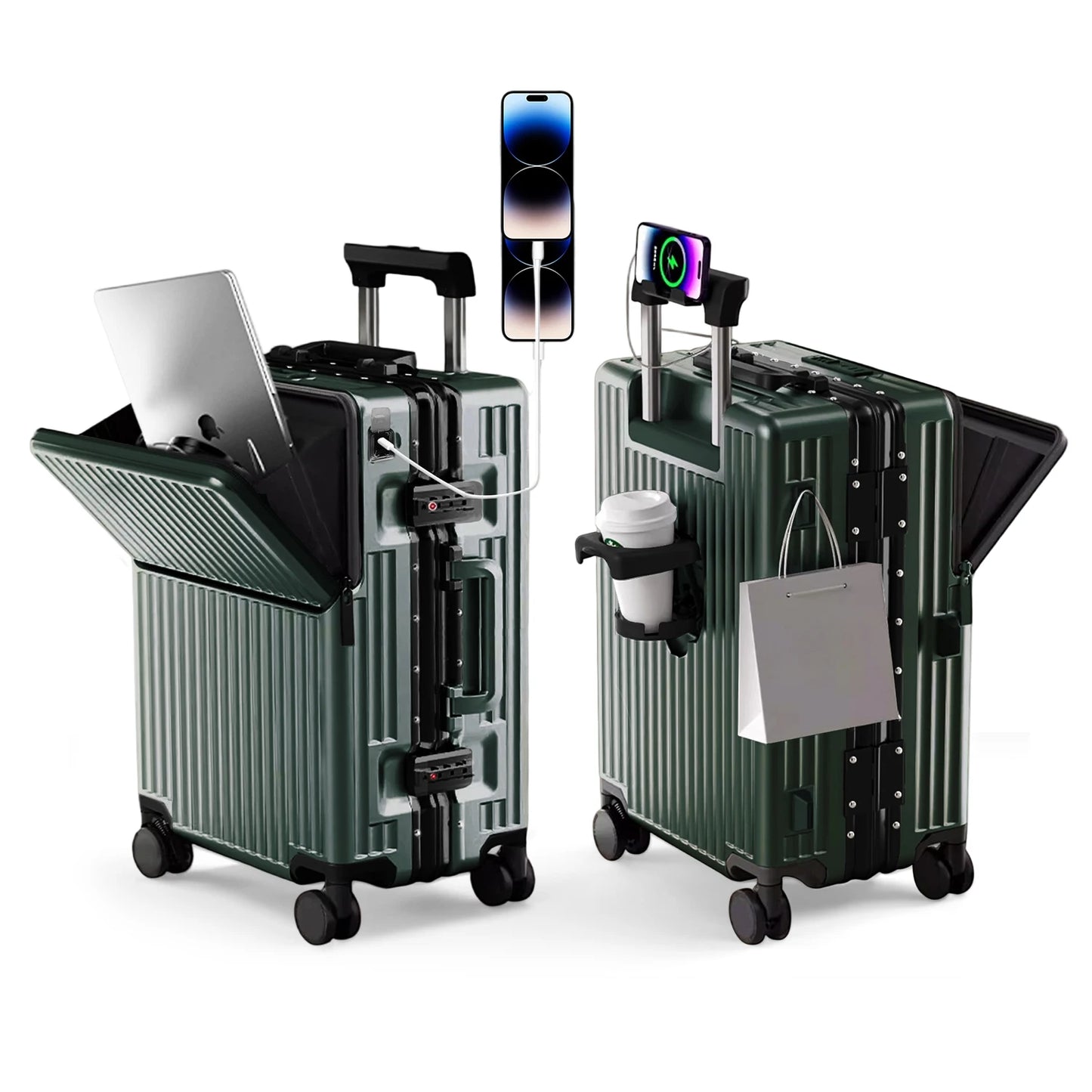AIWEINY Aluminum Frame Hard Shell Suitcase