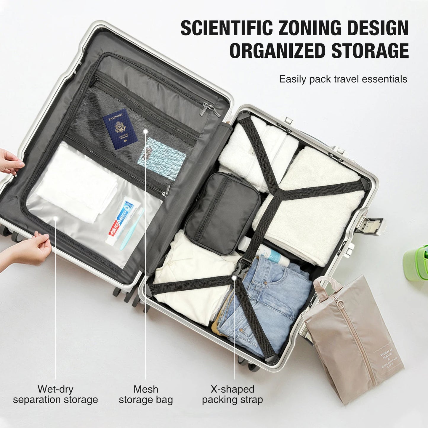 AIWEINY Aluminum Frame Hard Shell Suitcase