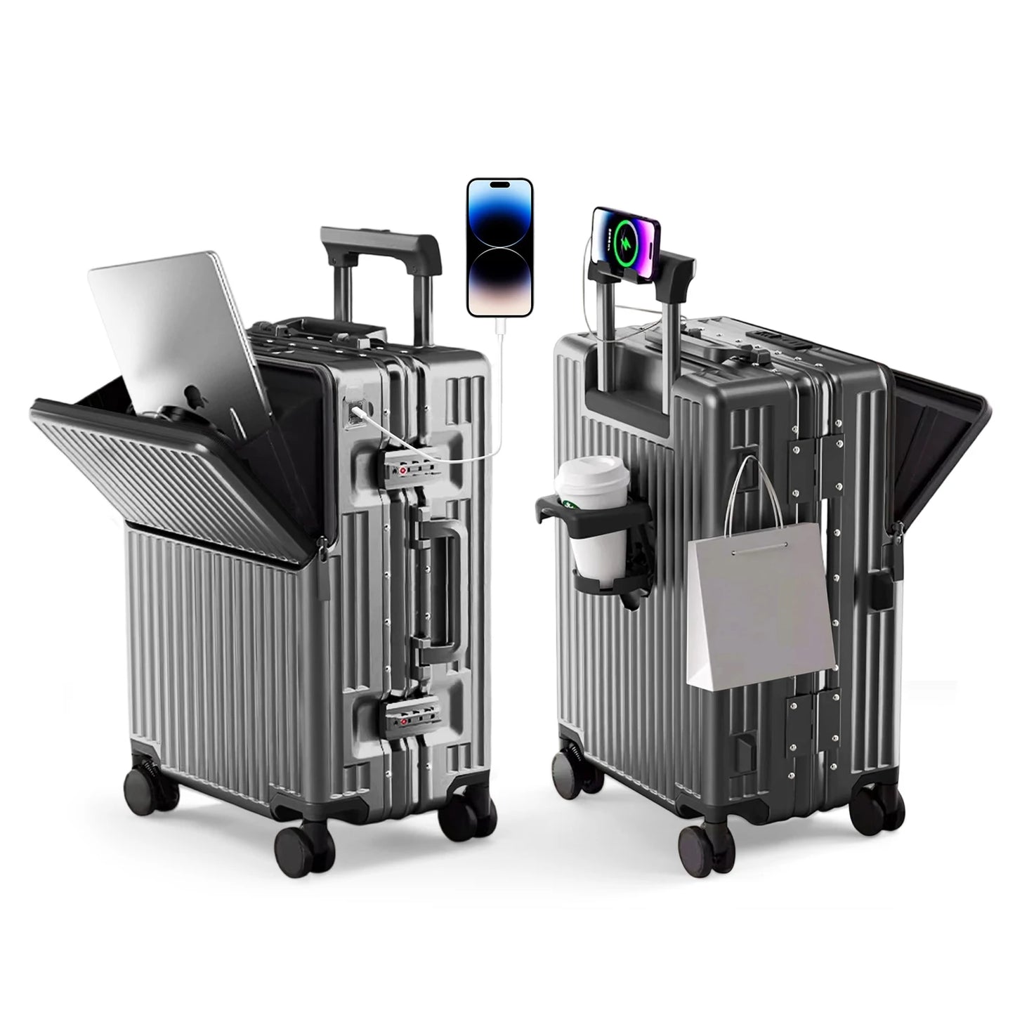 AIWEINY Aluminum Frame Hard Shell Suitcase