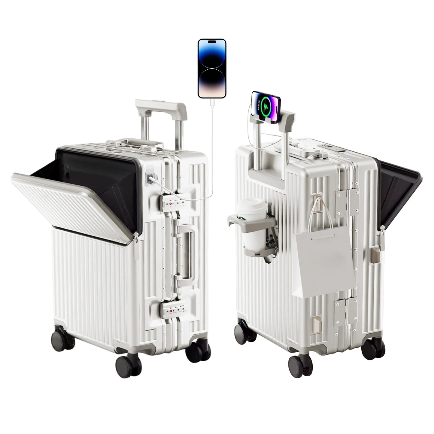 AIWEINY Aluminum Frame Hard Shell Suitcase