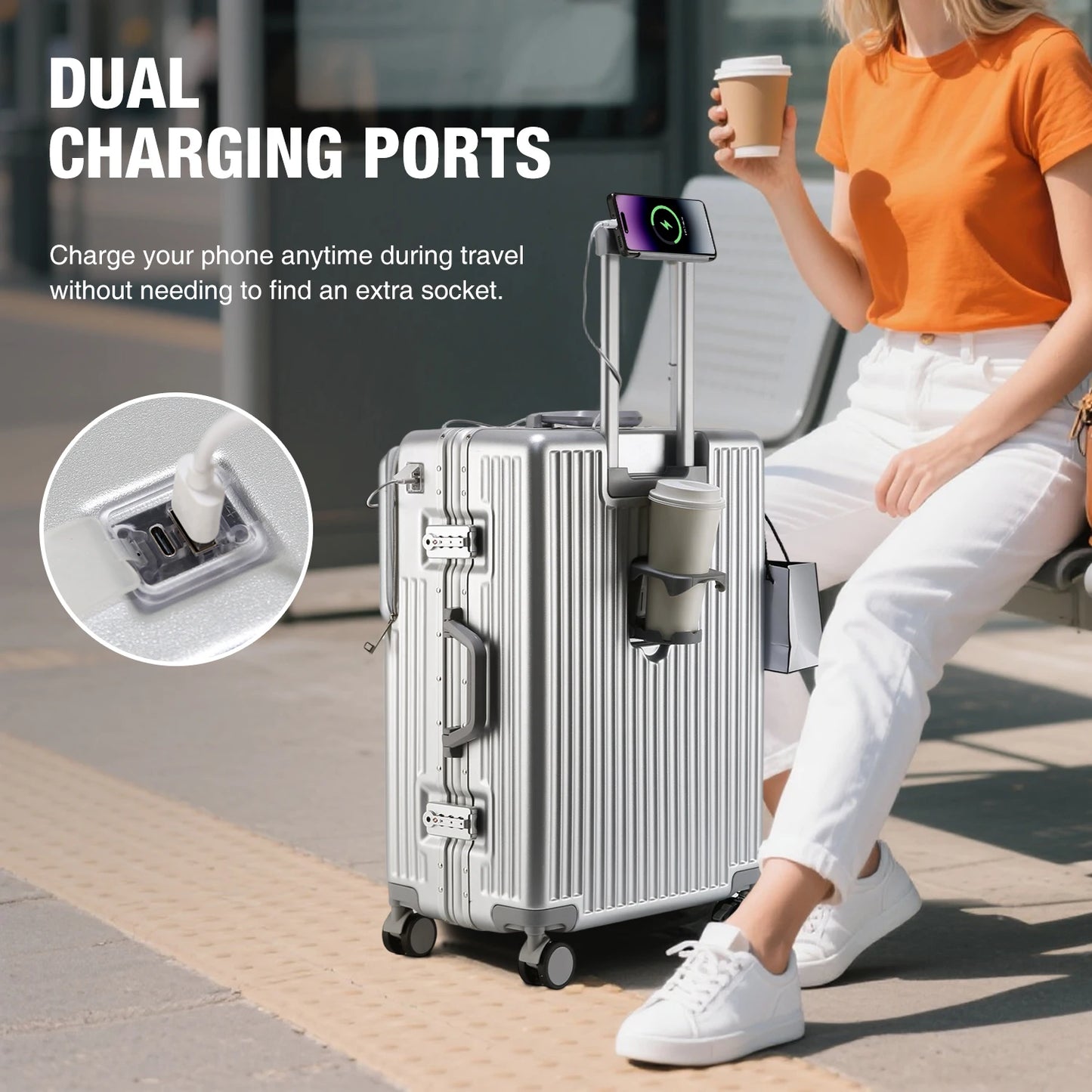 AIWEINY Aluminum Frame Hard Shell Suitcase