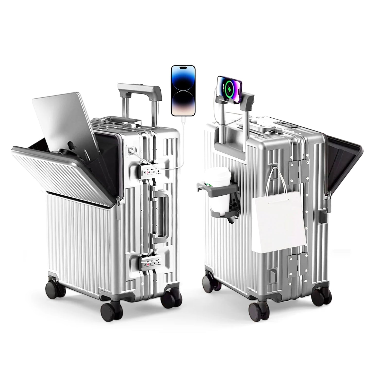 AIWEINY Aluminum Frame Hard Shell Suitcase