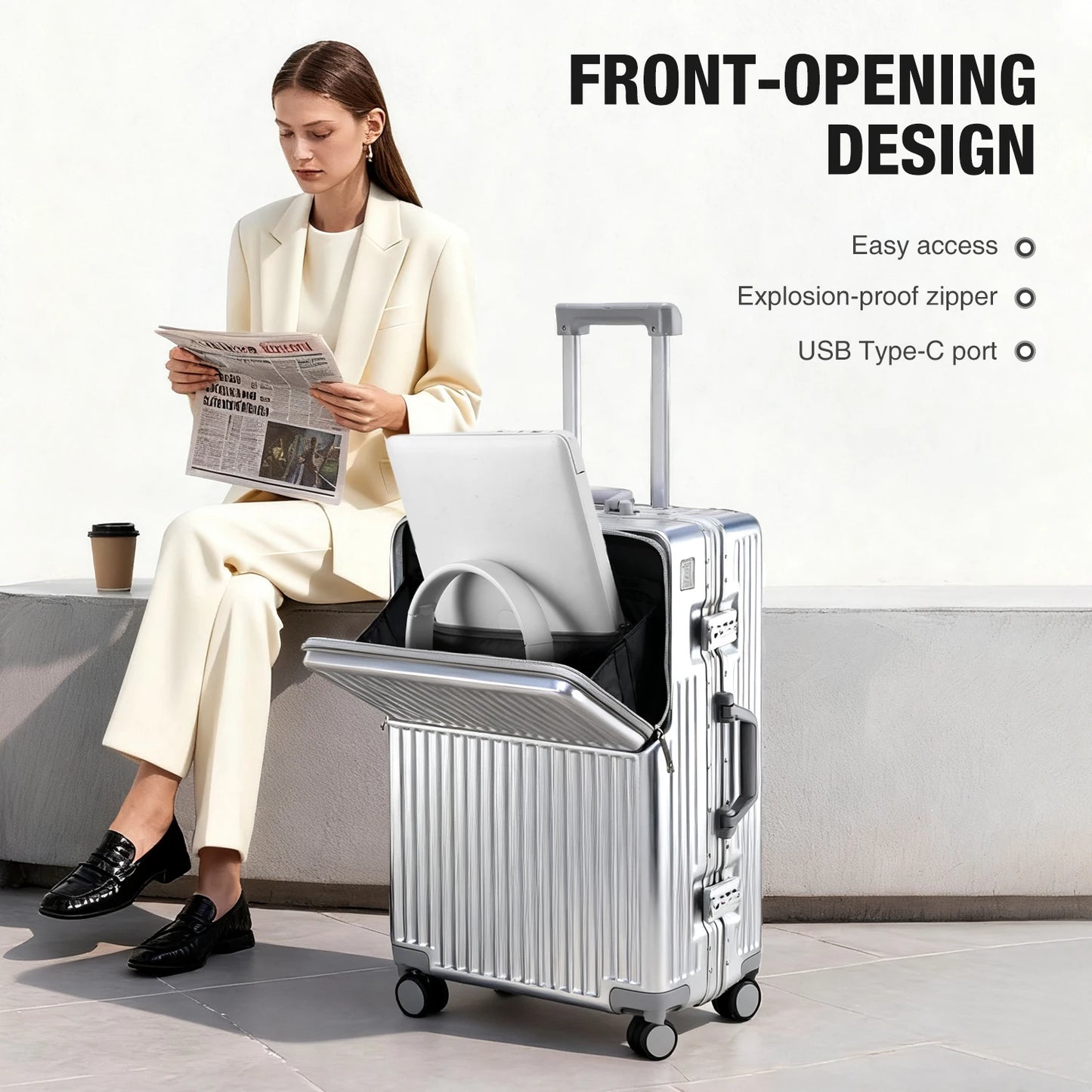 AIWEINY Aluminum Frame Hard Shell Suitcase