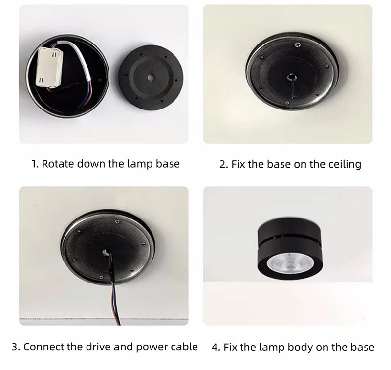 360° Foldable LED Spotlight – Dimmable Ceiling Light