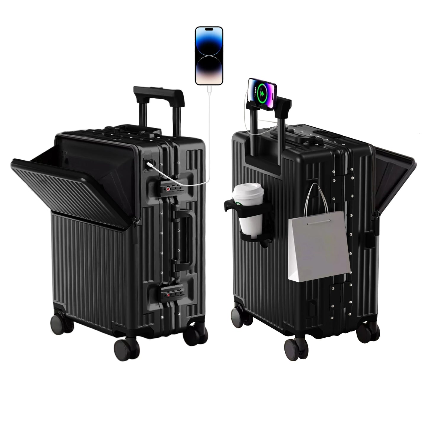 AIWEINY Aluminum Frame Hard Shell Suitcase