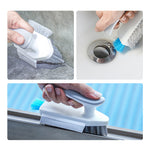 2-in-1 crevice cleaning brush with scraper for bathroom cleaning